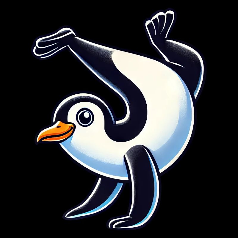 Penguin Handstand Cute Comic Gymnastics