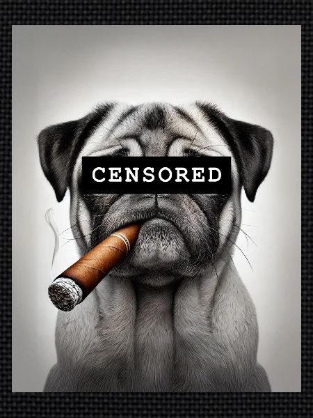 Censored Pug with Cigar