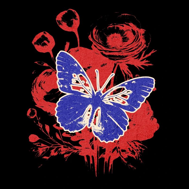 Papillon Vintage avec des Fleurs