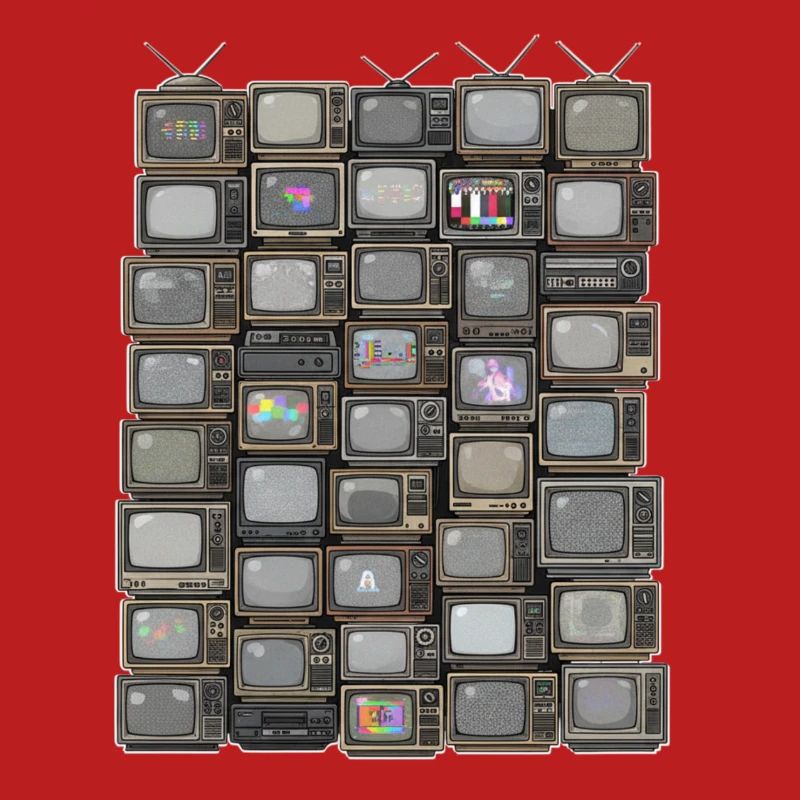 Retro Fernseh-Stack Collage