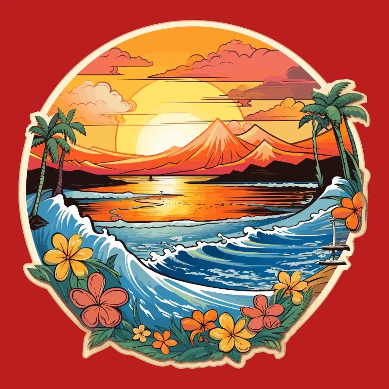 Conception de planche de surf Surf Surf Hawaii Palm Trees Ocean