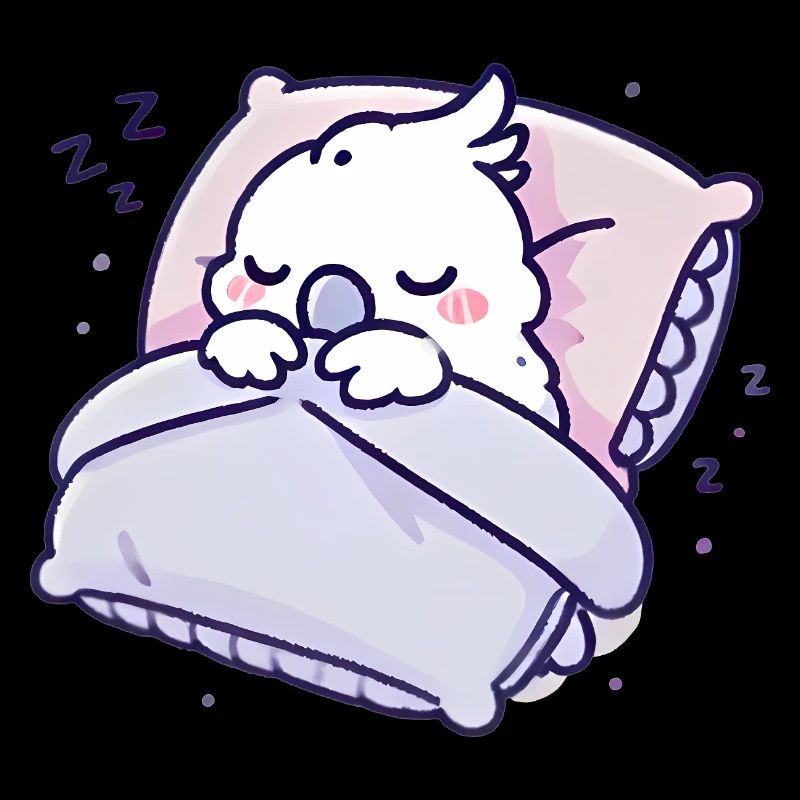 Cacatoès endormi Graphique de dessin animé mignon