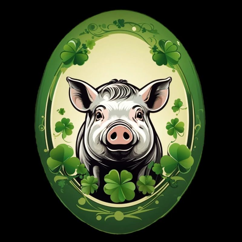 Cochon chanceux avec trèfles