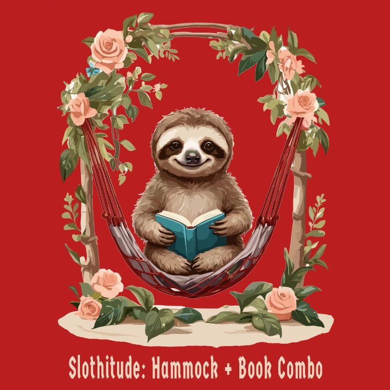 Cute sloth with book
