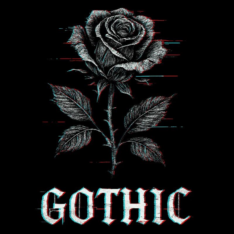 Gothic Rose with Glitch Effect