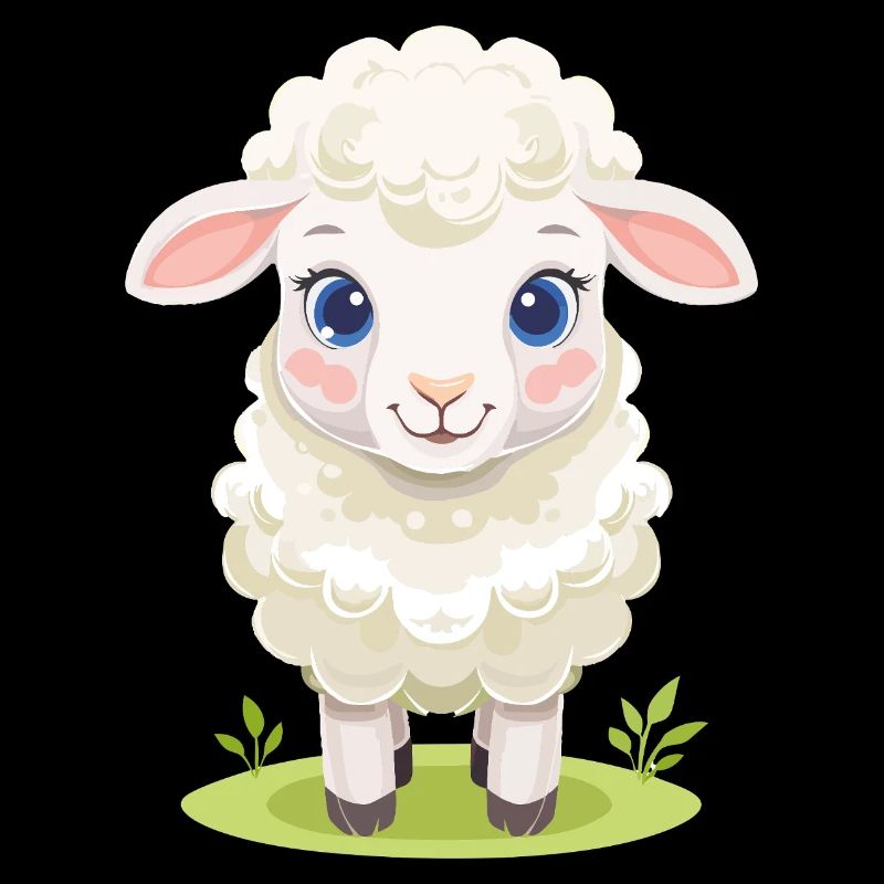 Cuddly lamb on green pasture