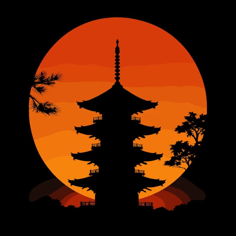Japanese temple at sunset