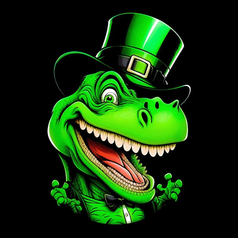 Drôle de dinosaure de la Saint-Patrick avec chapeau haut de forme