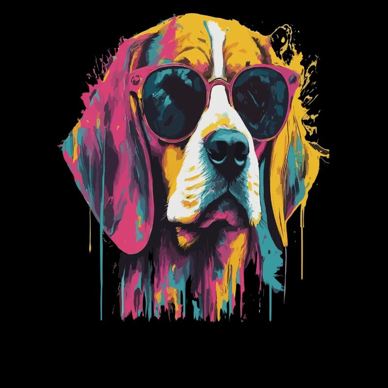 Bunter Hund mit Sonnenbrille