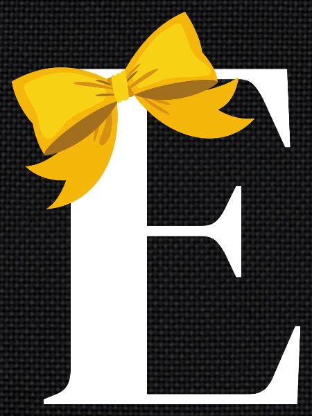 Letter e yellow bow