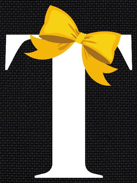 Letter t yellow bow