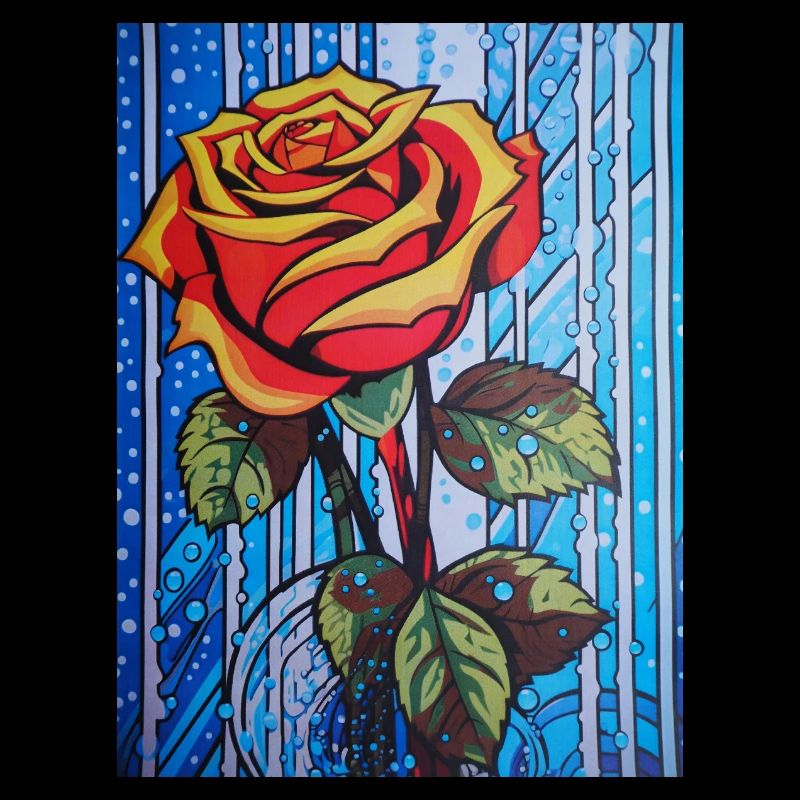 Pop Art Single Red Rose Graphically Stylized