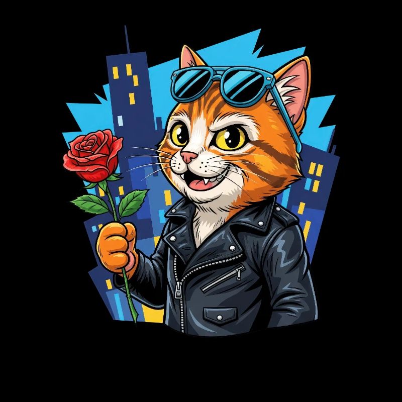 Coole Katze mit Rose – Charme Offensive!