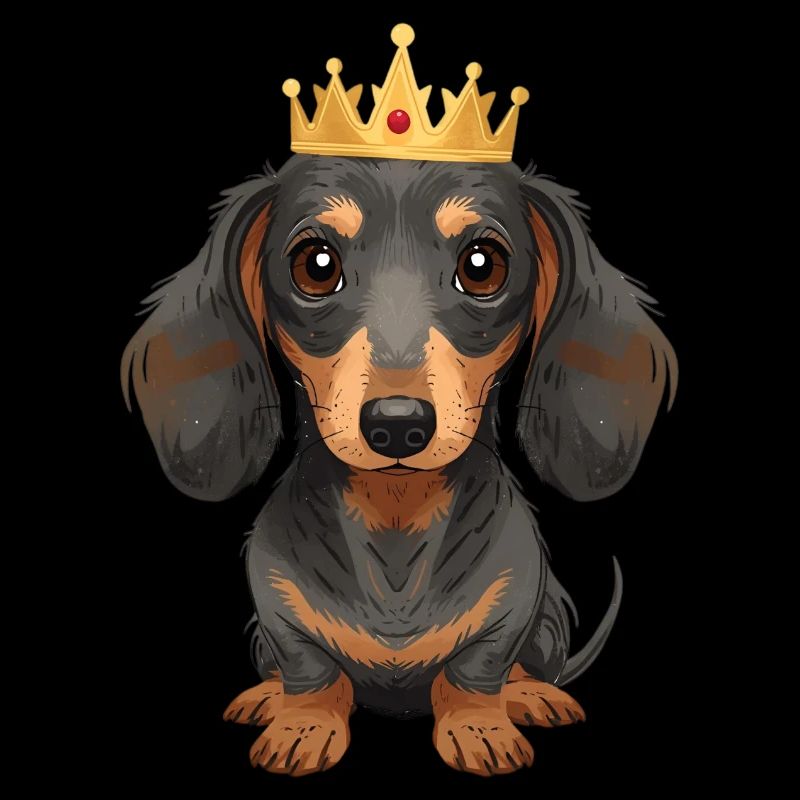 Petit teckel avec couronne design mignon