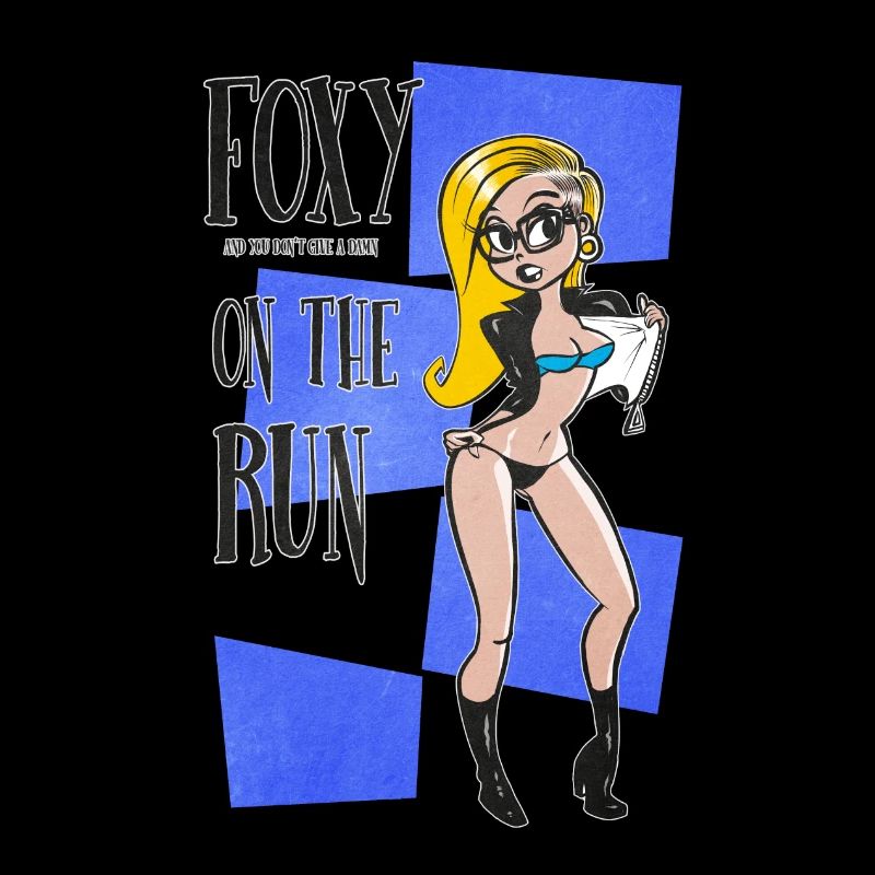 Nerd Geek Hipster Retro Pinup Blonde (blue bg)