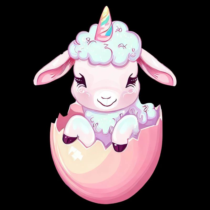 Agneau licorne dans la conception imaginative de mouton à l’œuf