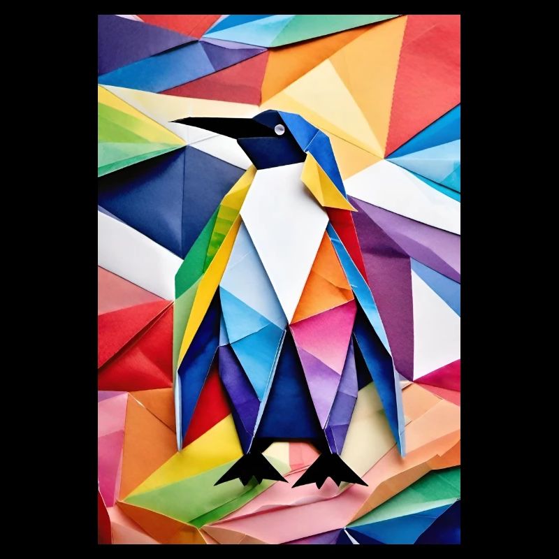 Rainbow Origami Penguin