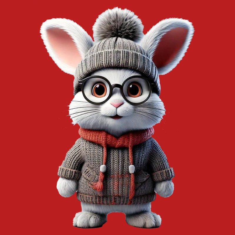 Süsses Kaninchen mit Strickpullover