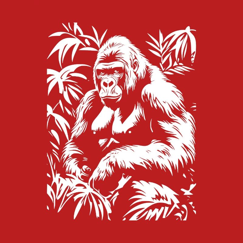 Gorilla Monkey Nature Leaves