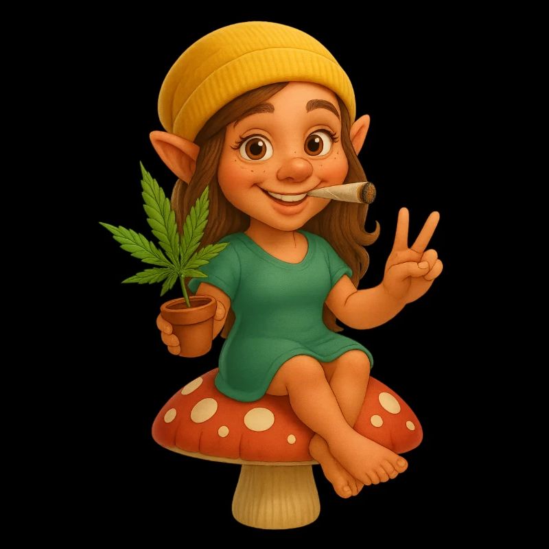 Knuffige Zwergin kifft auf Fliegenpilz - Cannabis