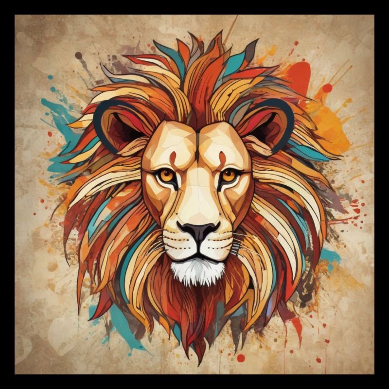 Lion Coloré Abstrait