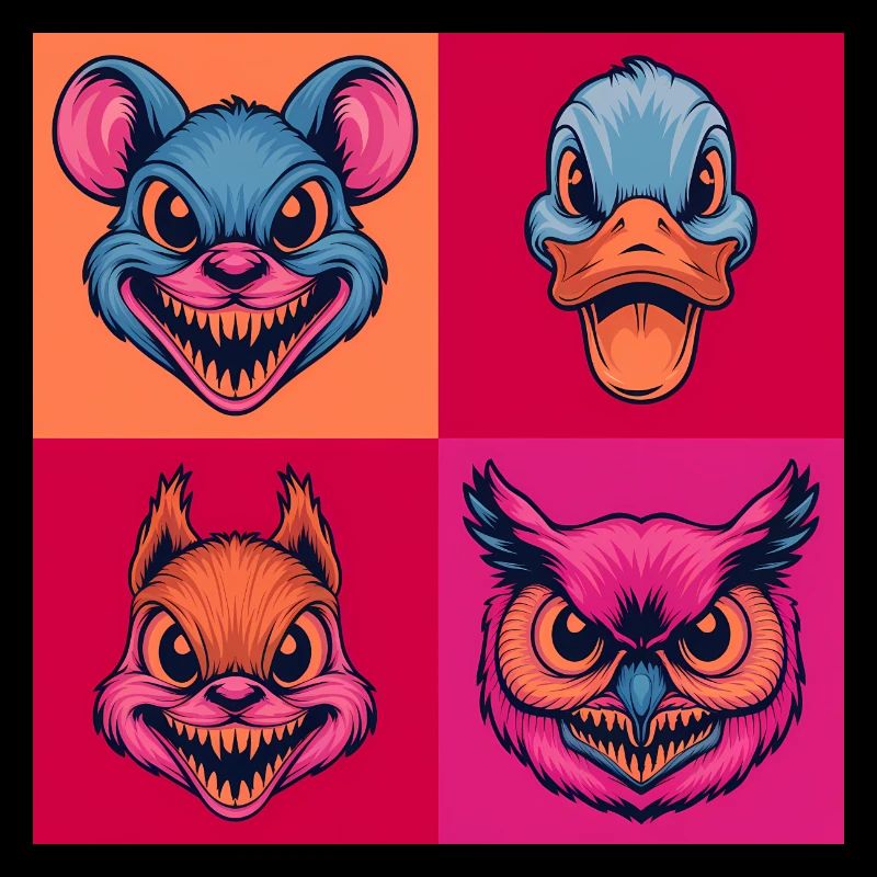 smile hardcore animals mouse duck owl halloween