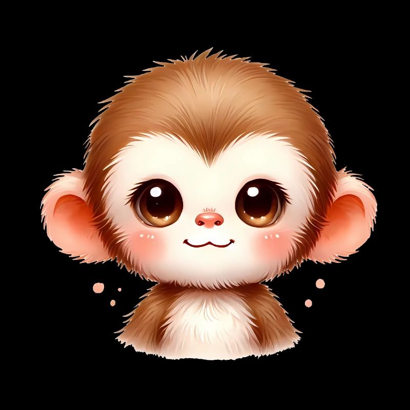 Mignon bébé singe aquarelle Art