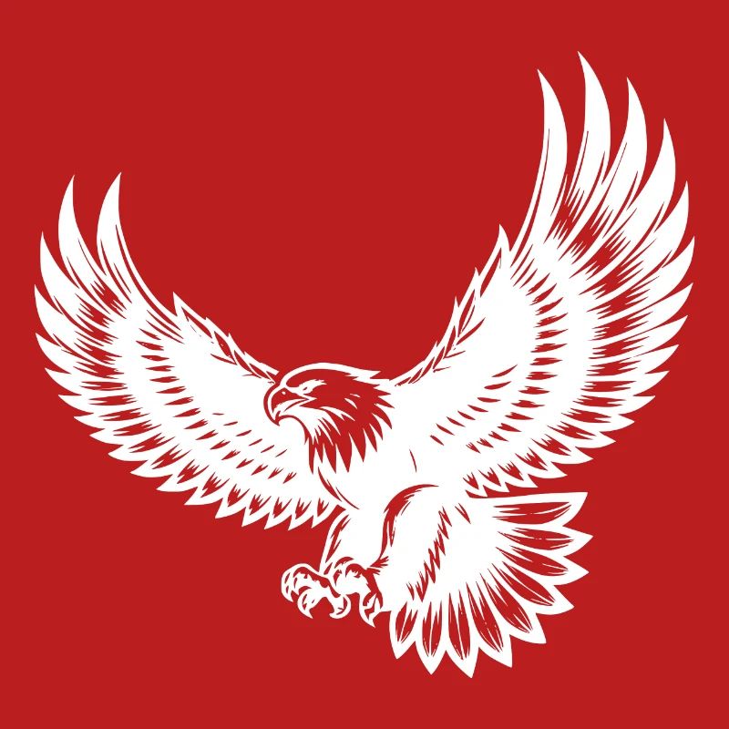 Expressive eagle with spread wings
