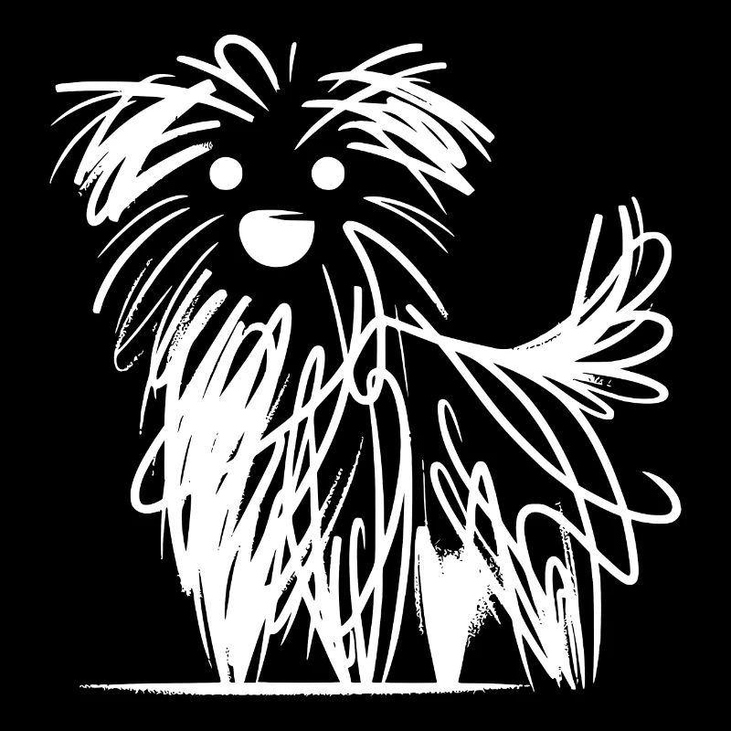 Minimalist Dog Sketch in Chaotic Lines