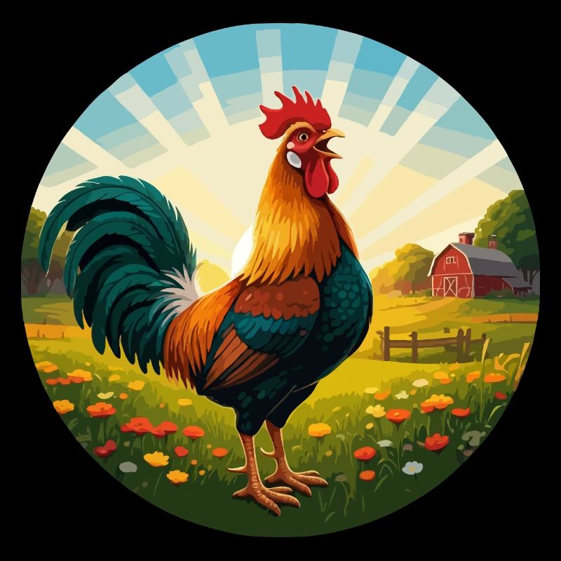 Coq au lever du soleil