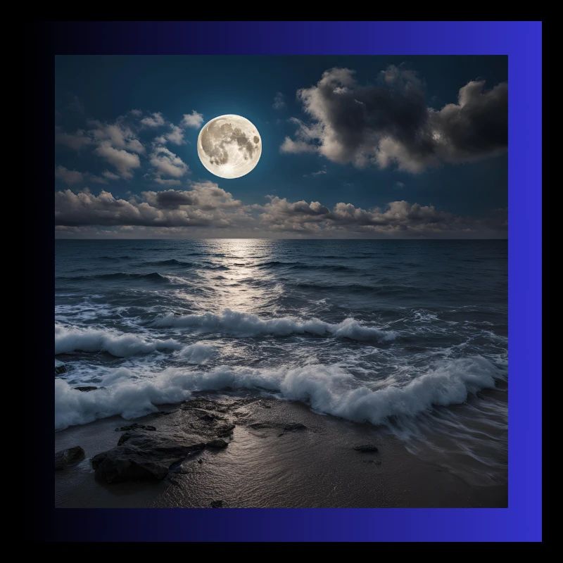 Pleine lune avec la mer