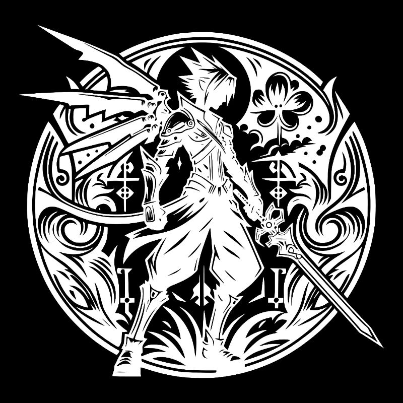 Cool Fantasy Fighter with Sword and Wings