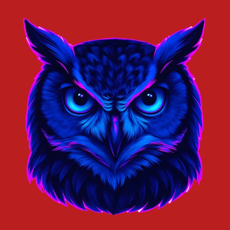Neonblaue Eule mit intensivem Blick