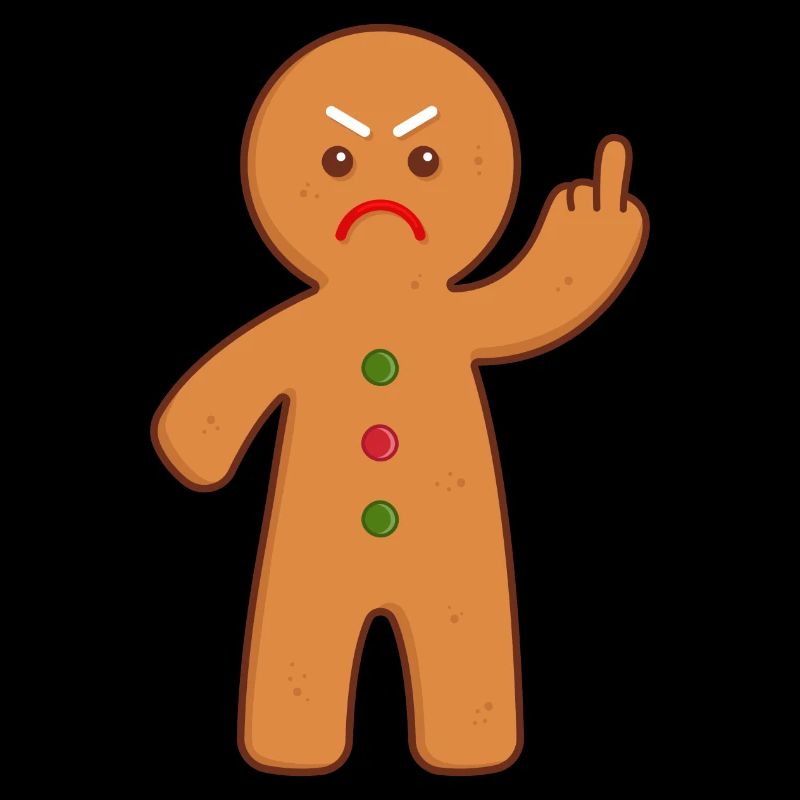 Gingerbread man stinking finger middle finger