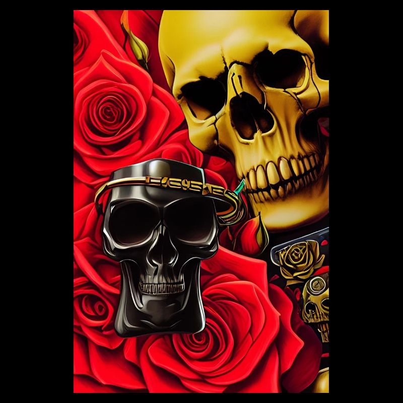 Totenköpfe mit Rosen