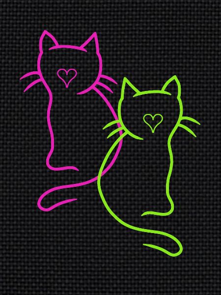 Coeur de chats rétro
