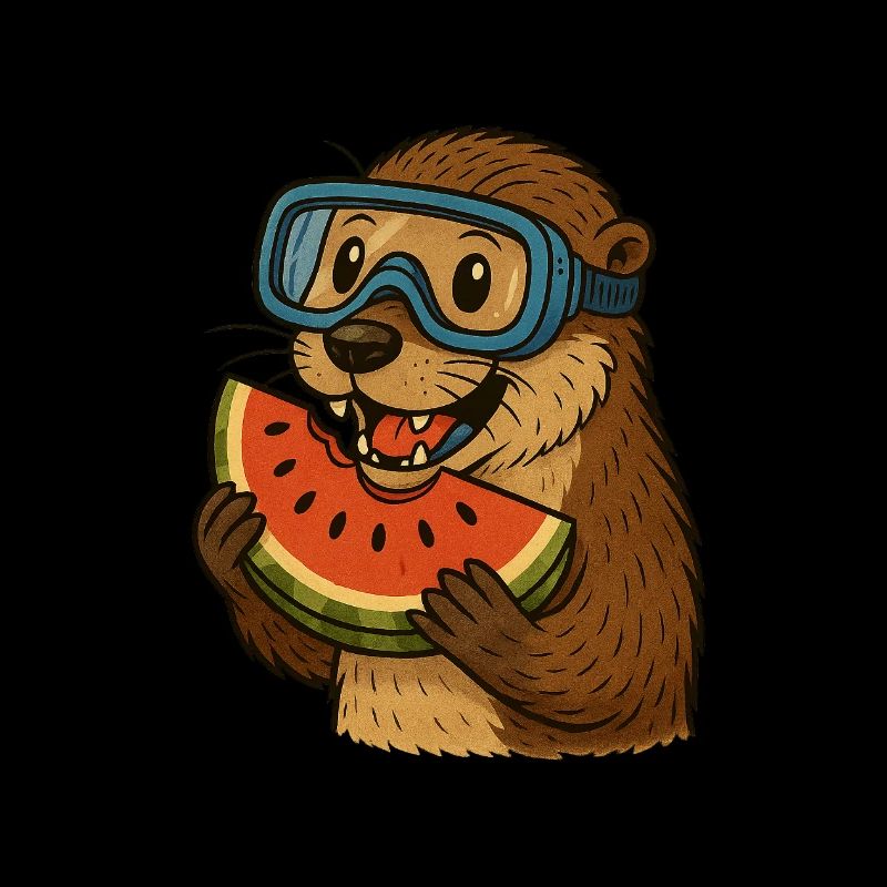 Otter mit Wassermelone