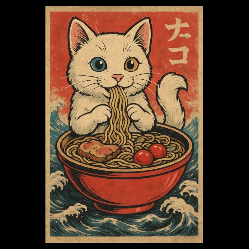 Katzenramen Ukiyo-E Retro