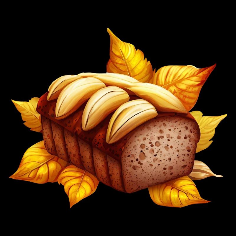 Herbstliches Bananenbrot mit fallendem Laub