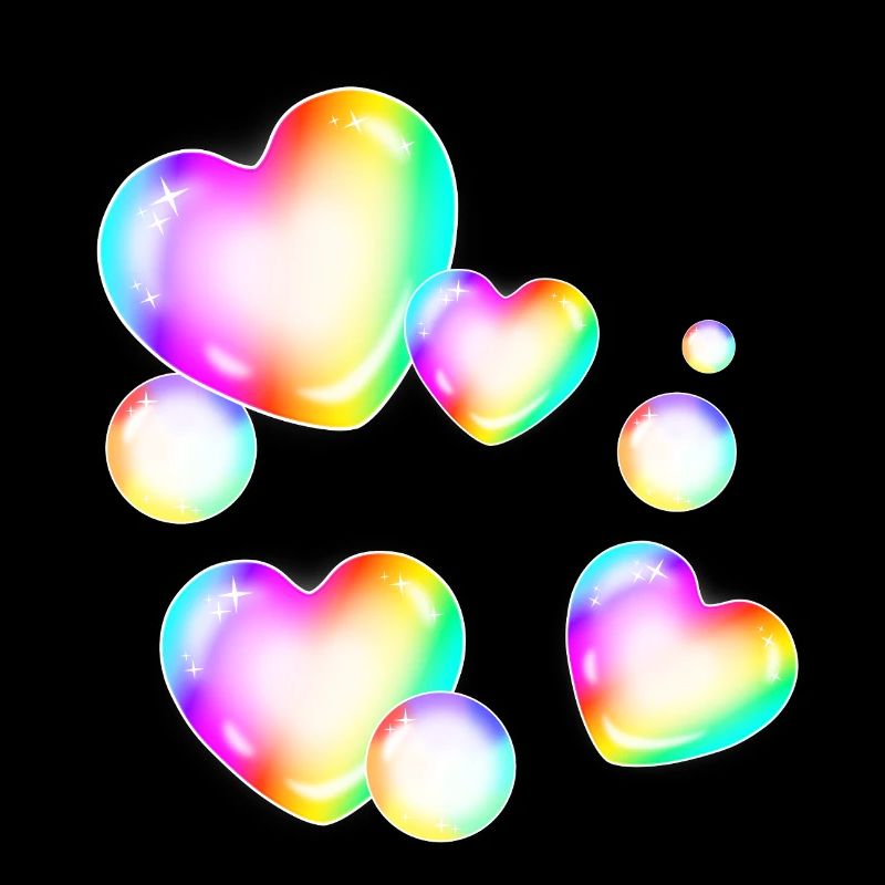 colorful soap bubbles heart shape