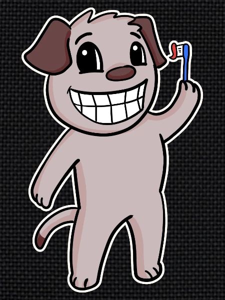 Dog with toothbrush