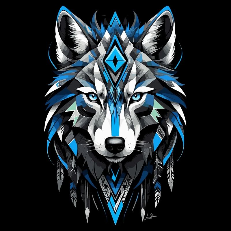 Blue Geometric Wolf