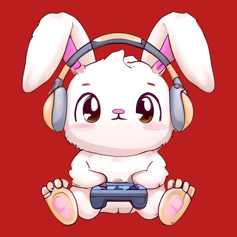 00271 Hase mit Kopfhörer und Controller