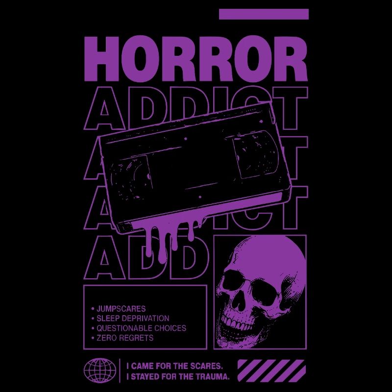 Horror Addict VHS Aesthetic Skull