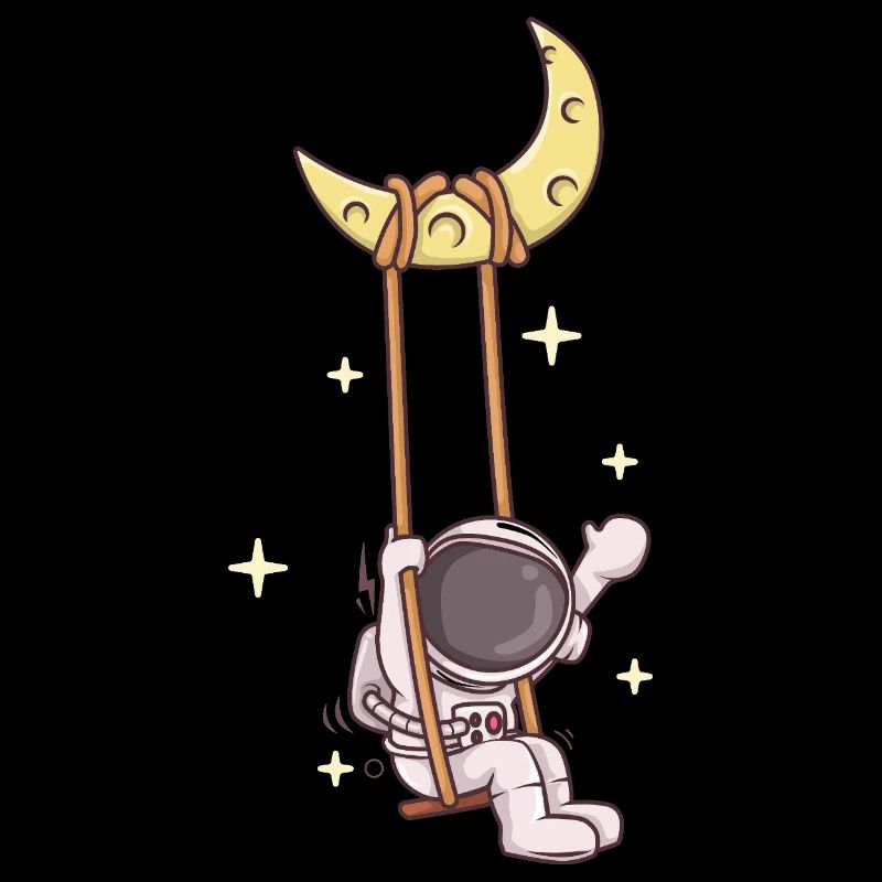 Astronaut Swing on Crescent Moon