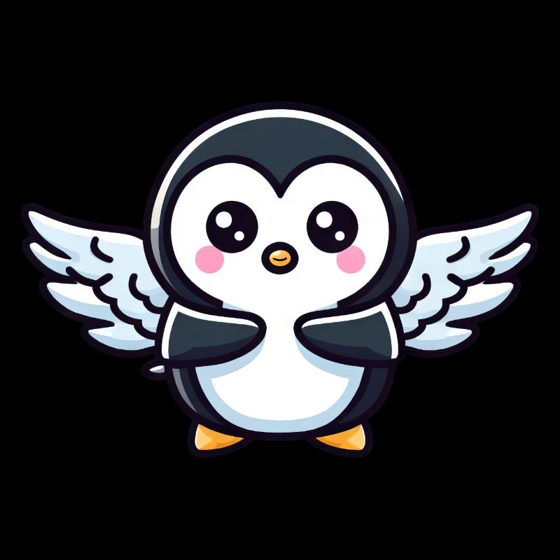 Celestial penguin flapping wings in the freezing cold