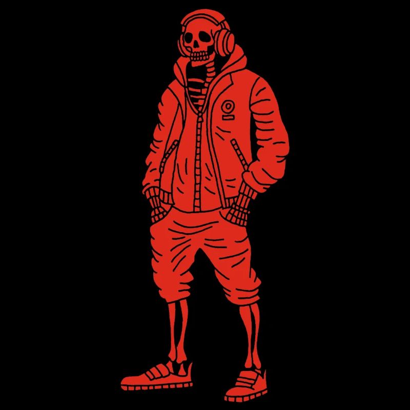 Red Music Loving Skeleton