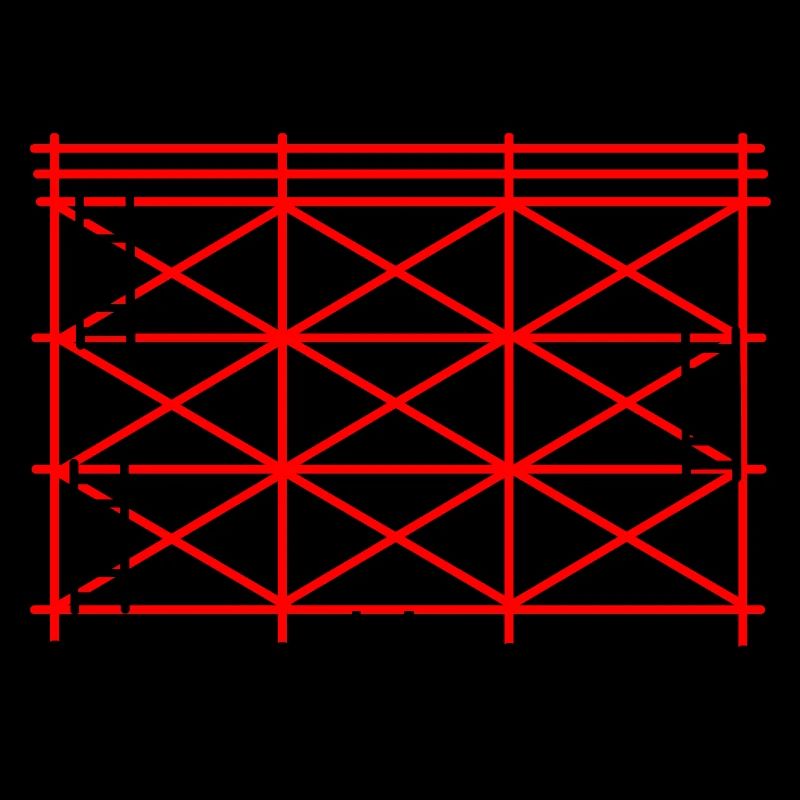 Rotes Gerüst mit schwarzer Stufenkonstruktion
