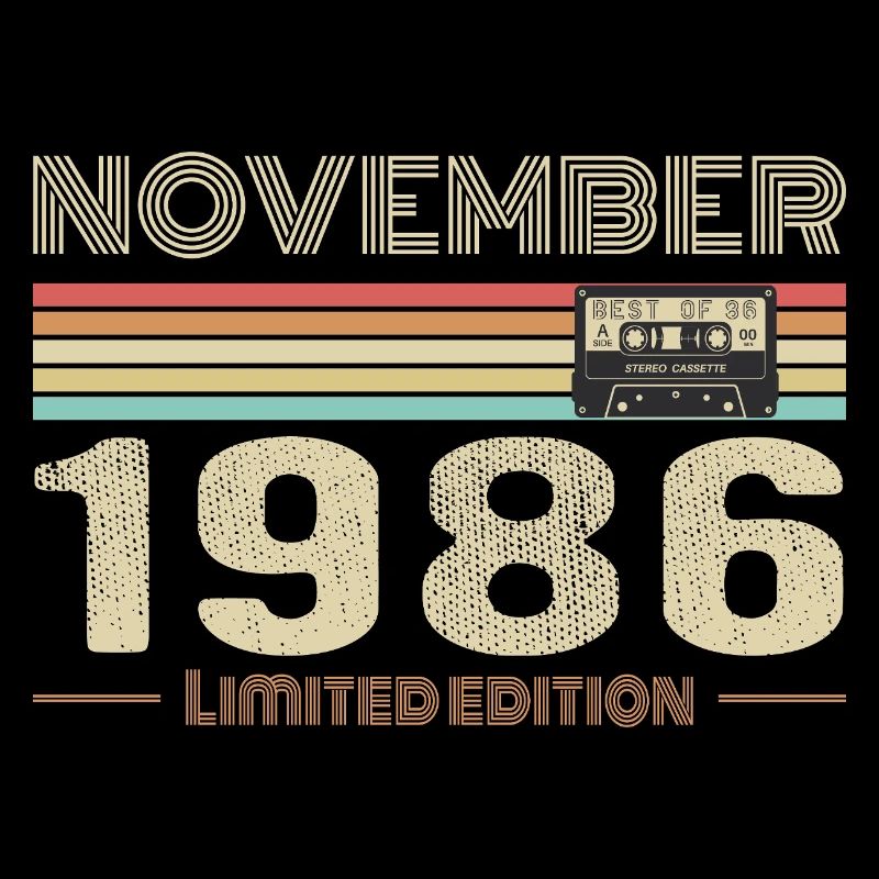 November 1986 Vintage Birthday Retro Tee