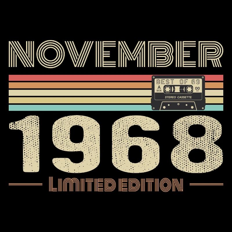 November 1968 Vintage Birthday Retro Tee